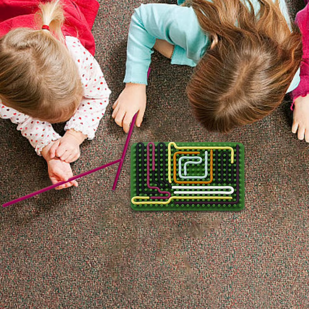 Double Side Sensory Activity Board with 11 Strings Silicone Fidget Toy Sensory Mat for Calming Stress Anxiety ADHD & Autism