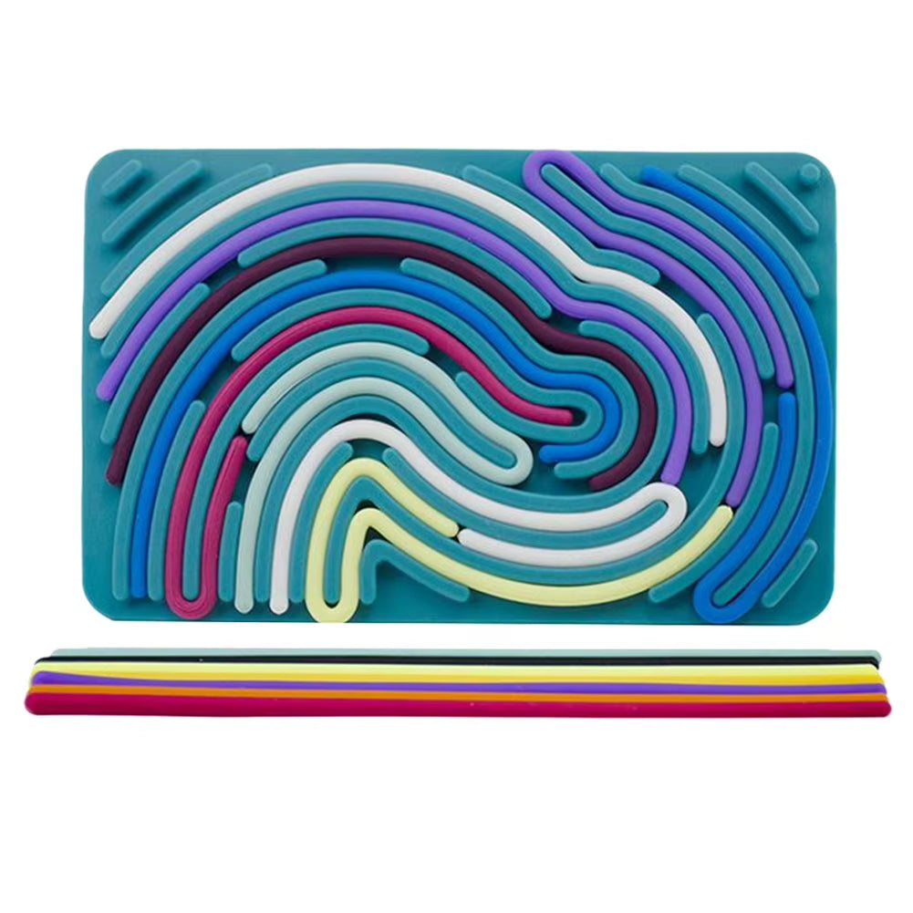 Double Side Sensory Activity Board with 11 Strings Silicone Fidget Toy Sensory Mat for Calming Stress Anxiety ADHD & Autism