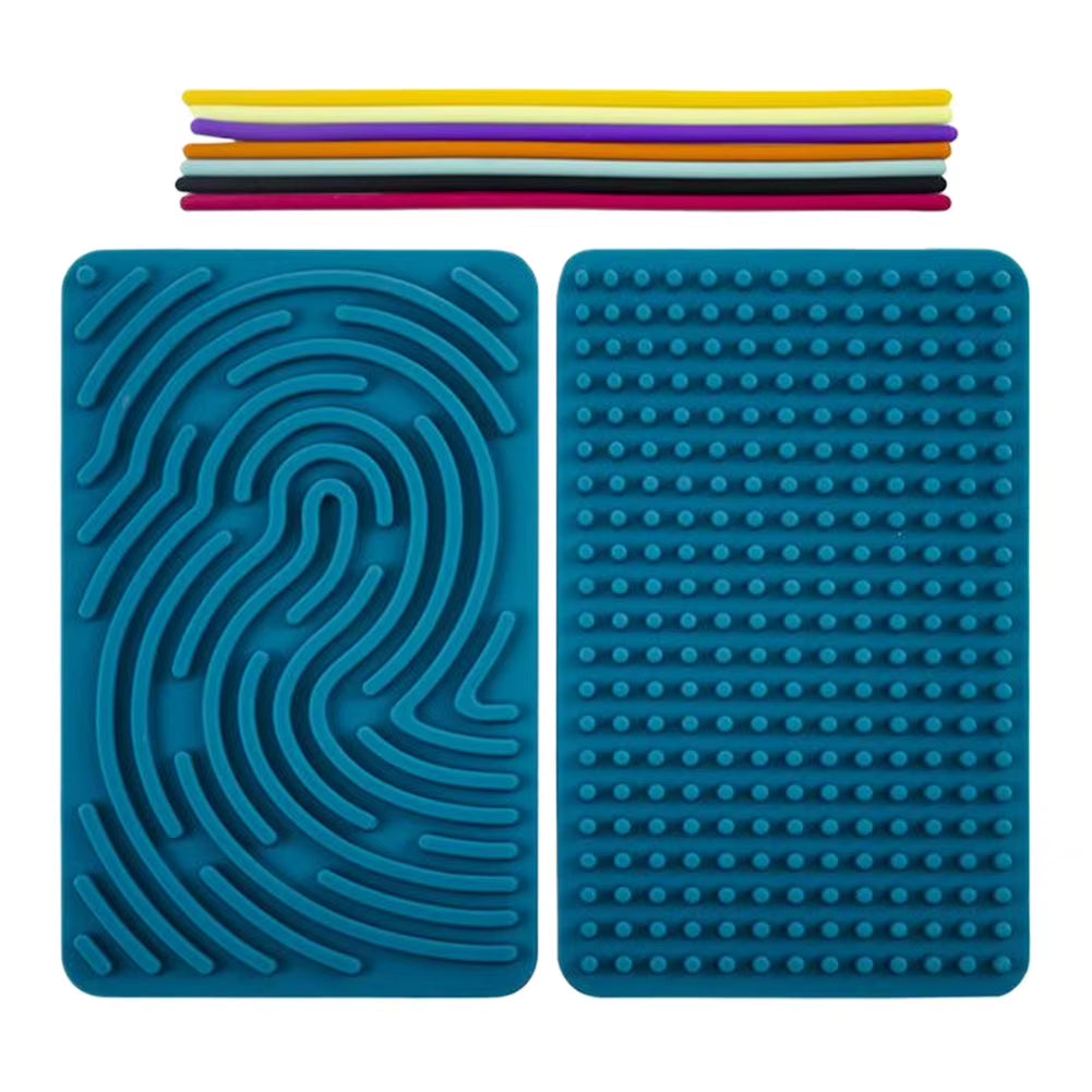 Double Side Sensory Activity Board with 11 Strings Silicone Fidget Toy Sensory Mat for Calming Stress Anxiety ADHD & Autism