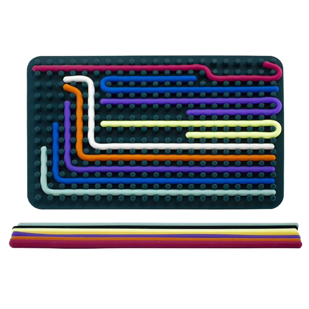 Double Side Sensory Activity Board with 11 Strings Silicone Fidget Toy Sensory Mat for Calming Stress Anxiety ADHD & Autism