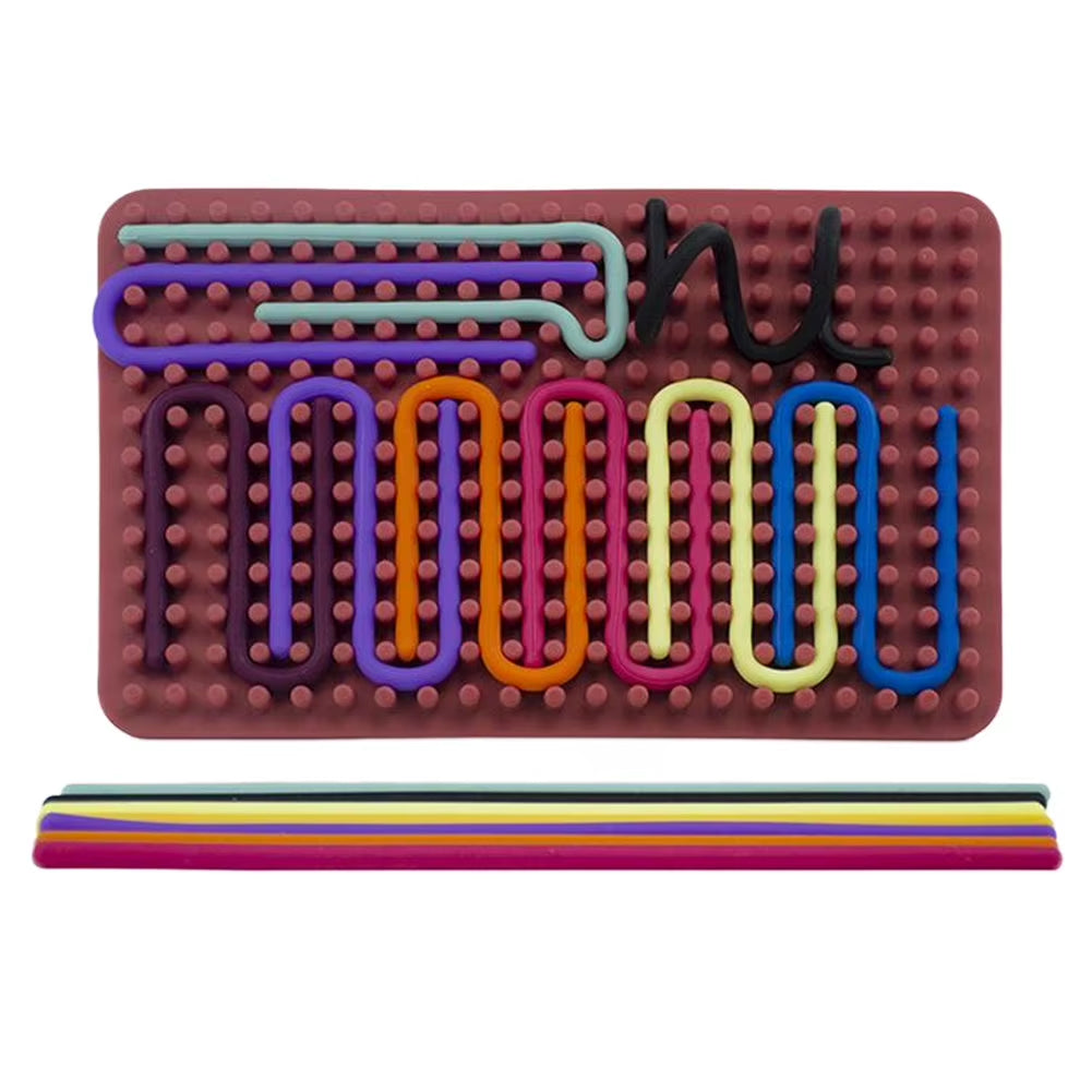 Double Side Sensory Activity Board with 11 Strings Silicone Fidget Toy Sensory Mat for Calming Stress Anxiety ADHD & Autism